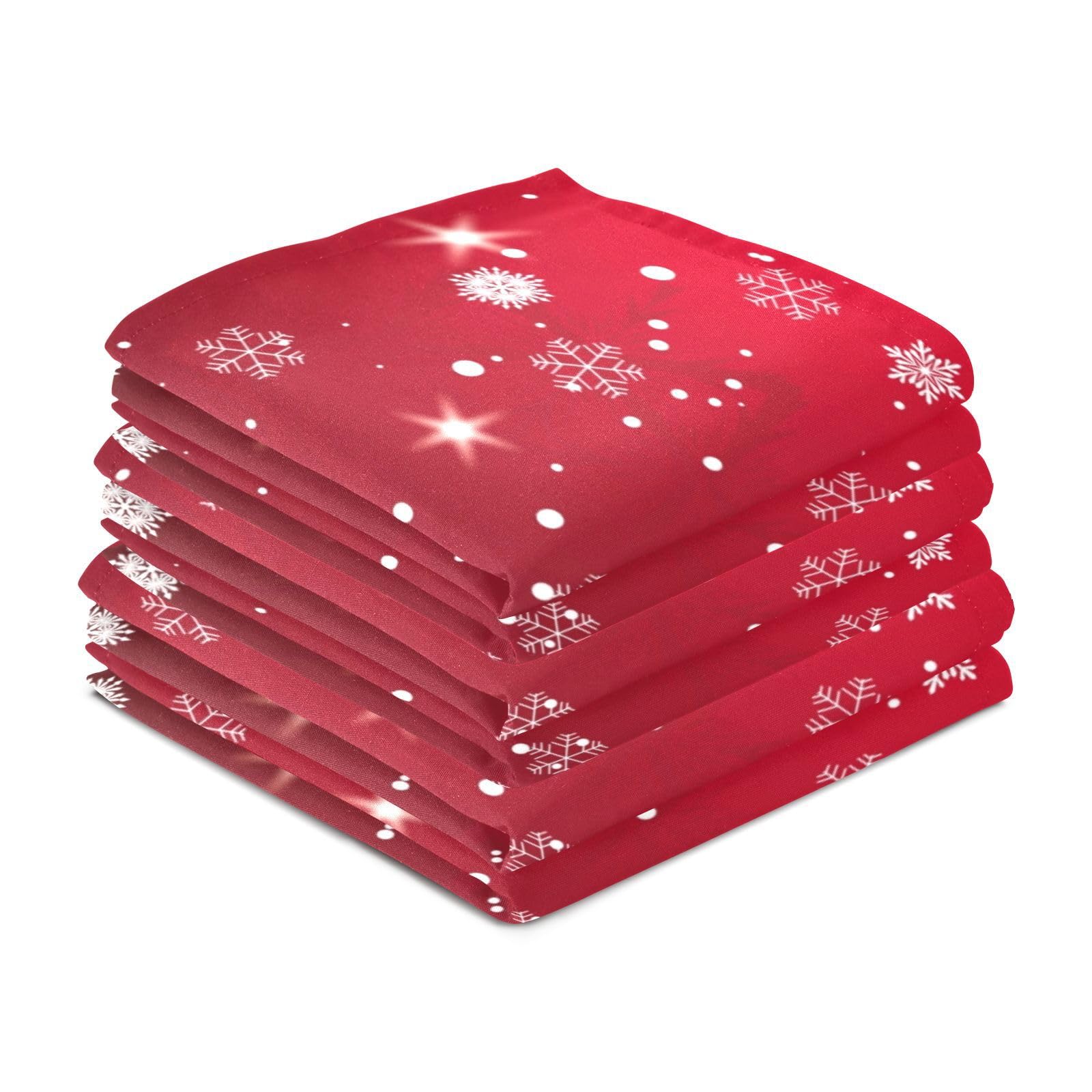 Sratte Weihnachtliche Küchentücher, 4 Stück, 40 X 60 Cm, Rot Mit Elch-Muster