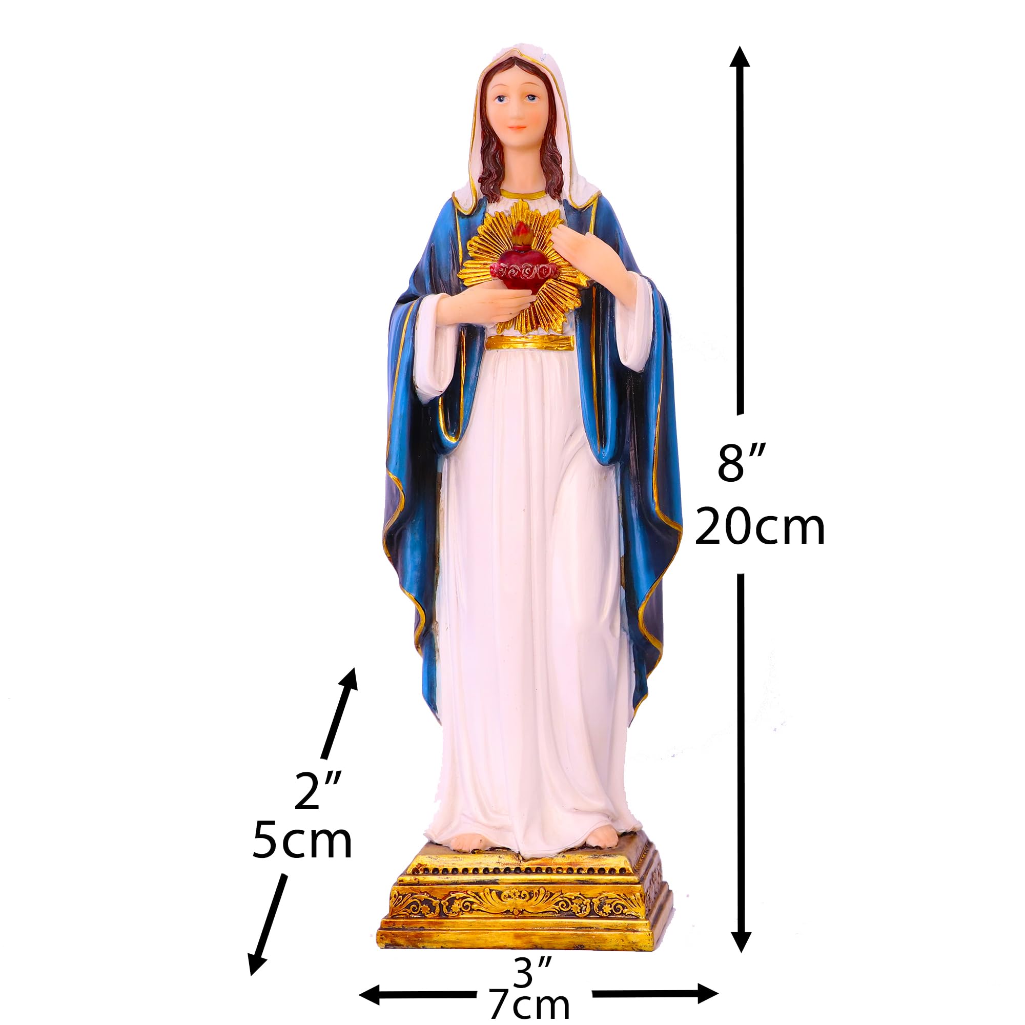Estatua De La Virgen María En Resina - Figura Religiosa Católica Bendecida, 22.4cm, Pintada A Mano, Ideal Para Hogar O Iglesia