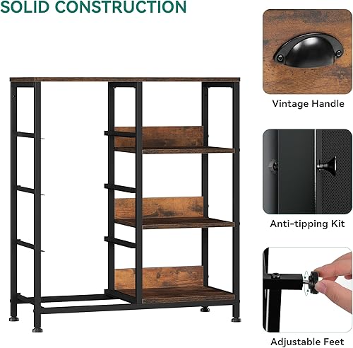 Miniatura 7 de YITAHOME Torre de almacenamiento con 4 cajones y estante lateral, cómoda de tela, unidad organizadora para habitación, sala de estar, pasillo,