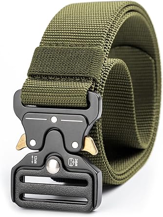 Kira Sutsu Mens Tactical Belt Work Belts For Men 1.5" Nylon Web Tactical Belt with Automatic Slide Buckle