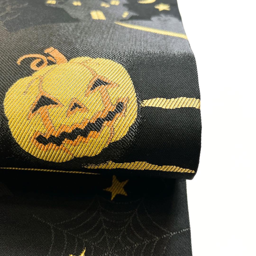 未着用 仕立て上がり 名古屋帯 ハロウィン かぼちゃ 星 蝙蝠 未着用 仕立て上がり 名古屋帯 ハロウィン かぼちゃ 星 蝙蝠