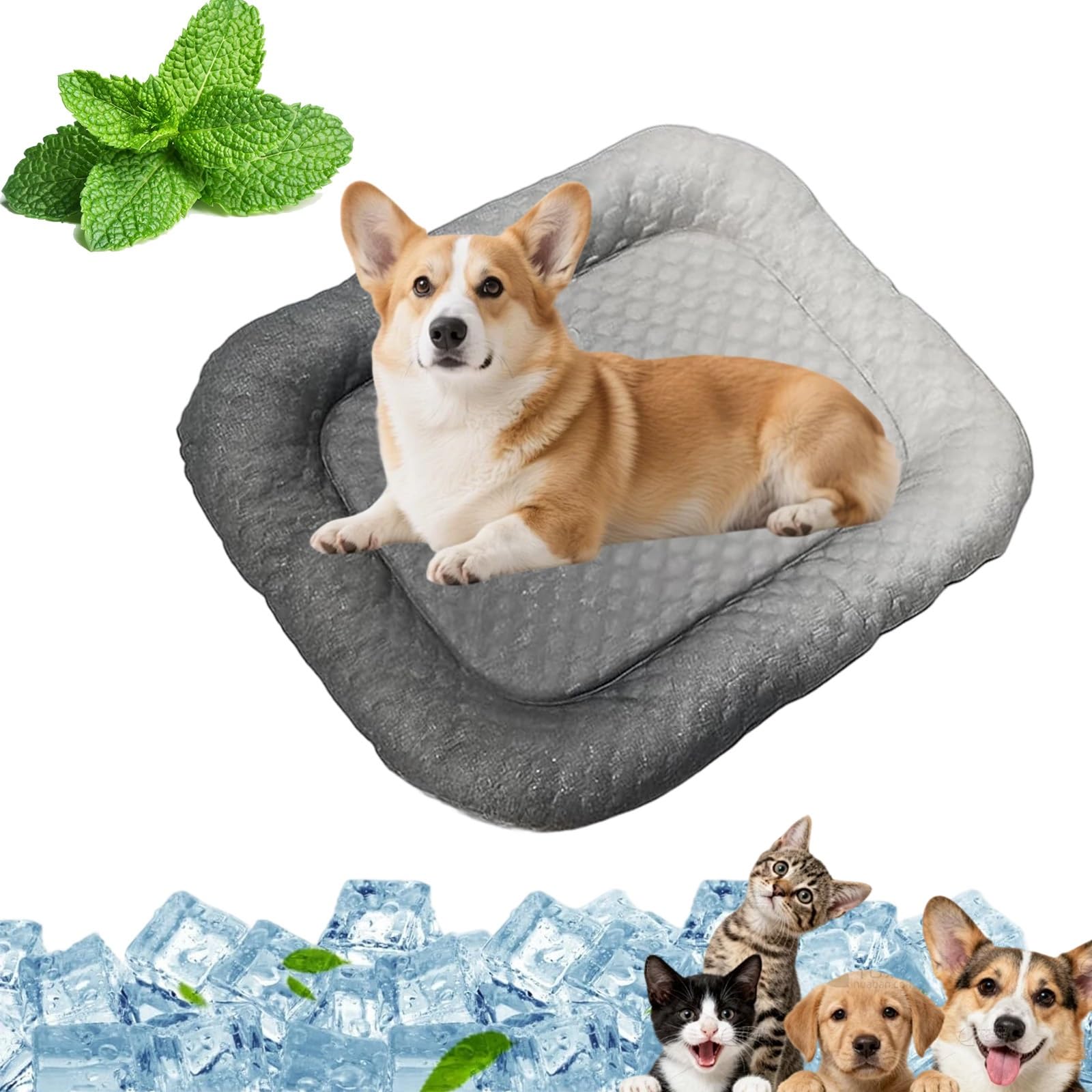 fisiorest Cooling Gel Mat for Pets, Durable Leakproof Pet Cool Mat, Scratch-Resistant Breathable Cooling Pad, for Spuppies Cats Rabbits Hamsters(Gray,L)