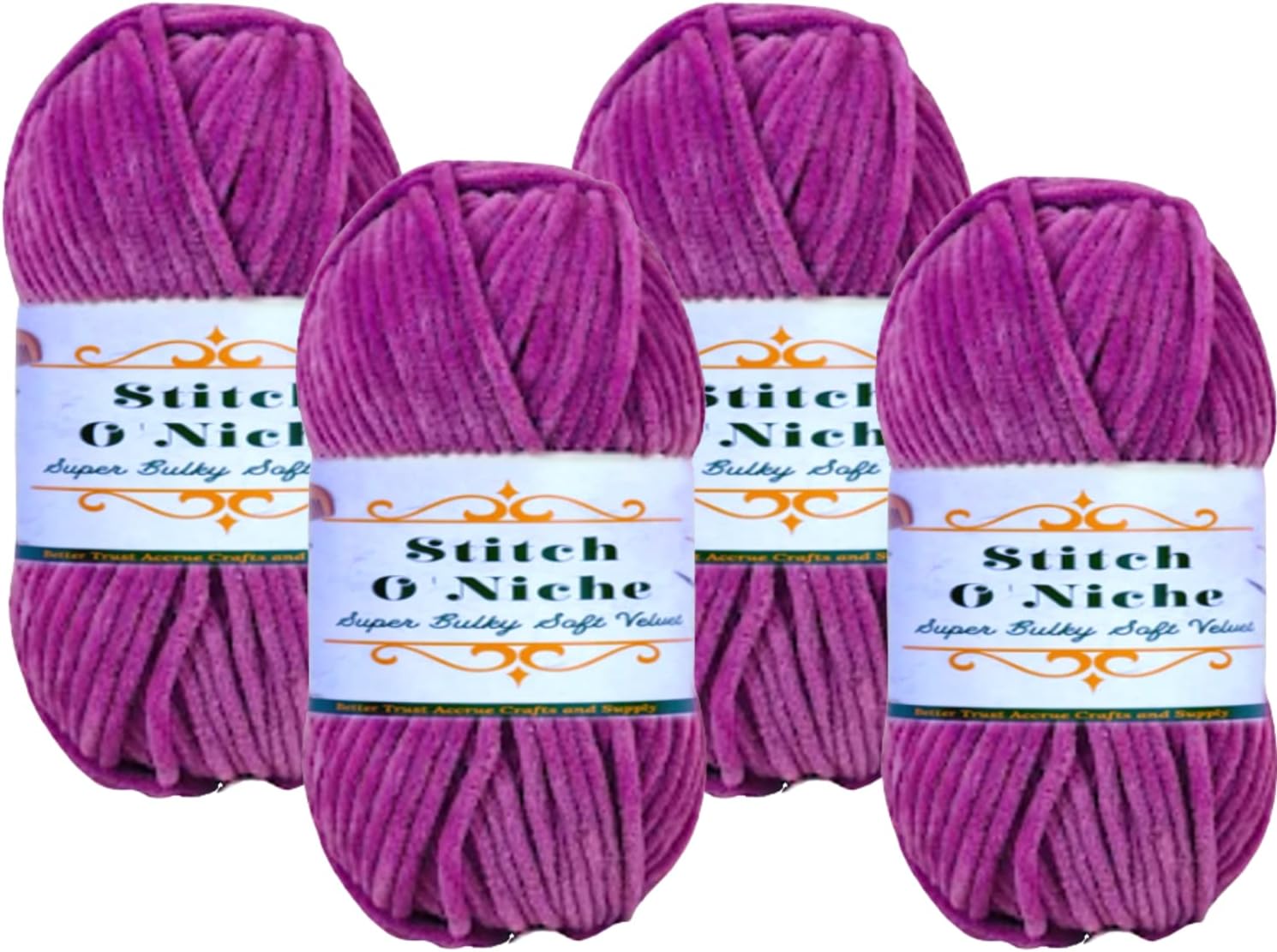 Stitch O'Niche 4pk Super Bulky Soft Velvet Yarn Chenille