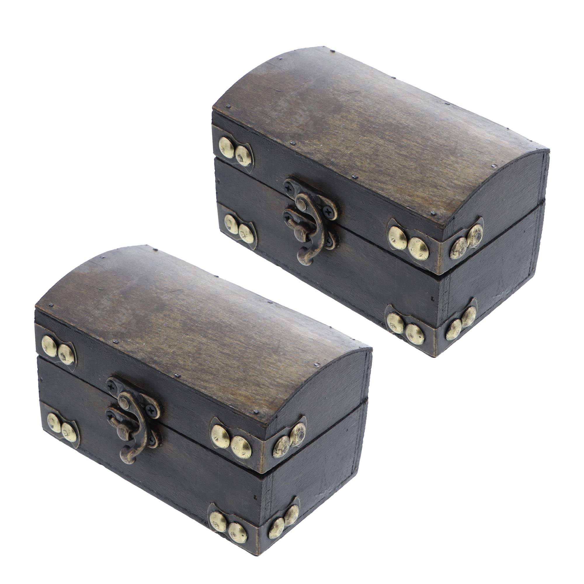 SandT Collection Small Wood Like Treasure Chest - Set of 2 Brown 2STJB0020