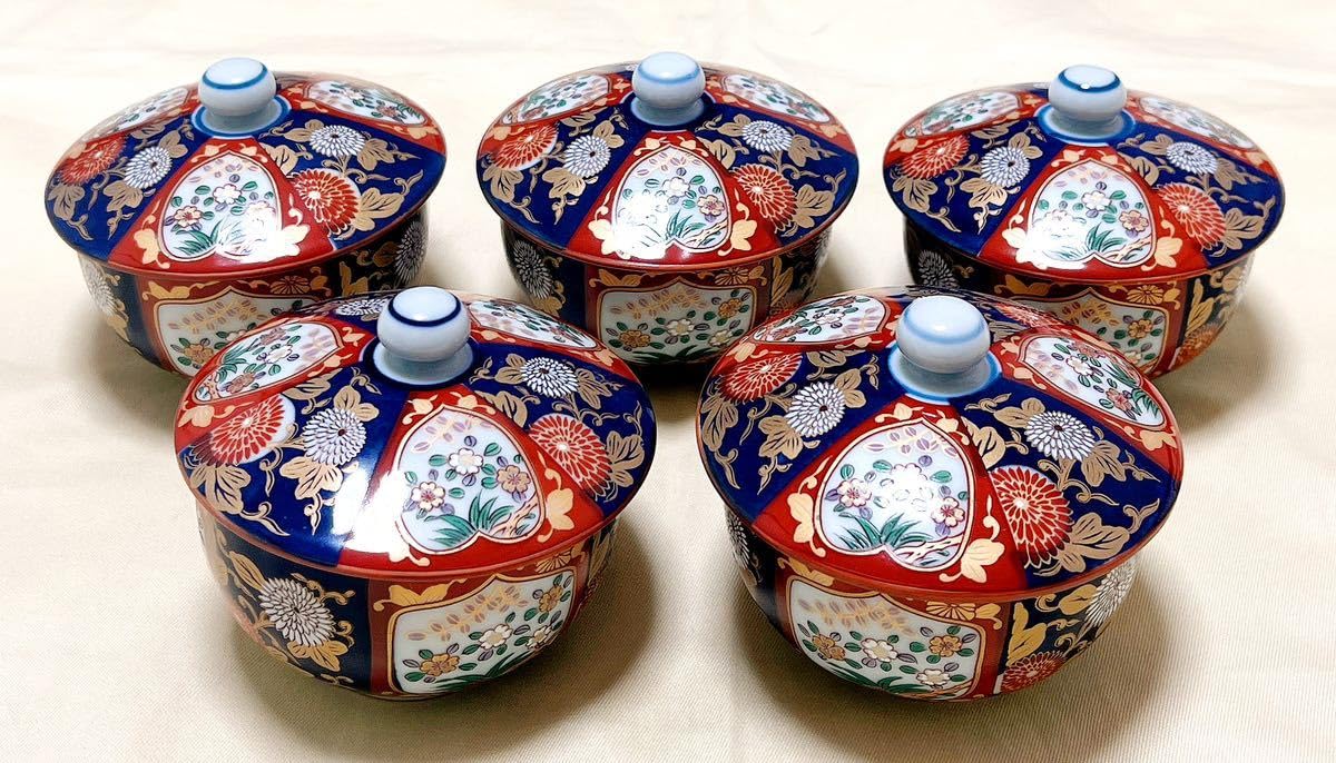 古伊万里有田焼 金蘭手 5客揃い 有田焼華麗な金襴手極上古伊万里汲出揃(湯呑み5客セット) 2025年