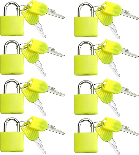 VIP - 8 candados de metal de latón macizo, mochila, diario, joyero, manualidades, cerradura de enseñanza escolar con llave y cubierta duradera (S,