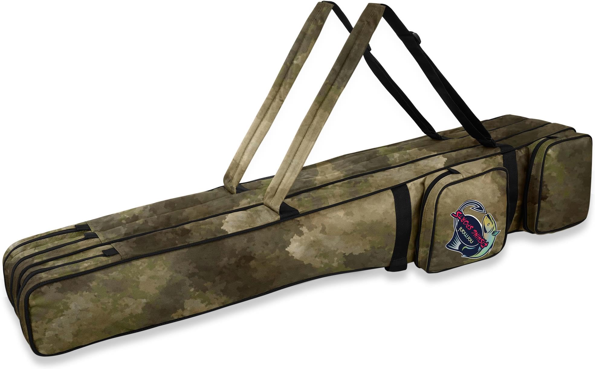 normani Rutentasche Angelrutentasche Rutenfutteral Aufbewahrungstasche 125 cm / 150 cm / 160 cm / 170 cm / 190 cm - Wasserabweisende Angeltasche Angelrucksack TAC 3 Innenfächer 160 cm