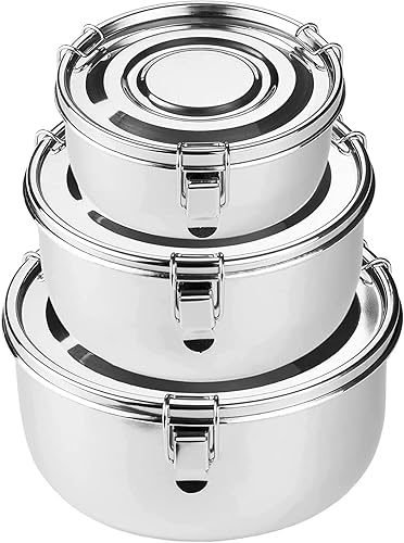 allprettyall Recipientes de acero inoxidable de alta calidad para almacenamiento de alimentos de grado 304, a prueba de fugas, herméticos, a prueba