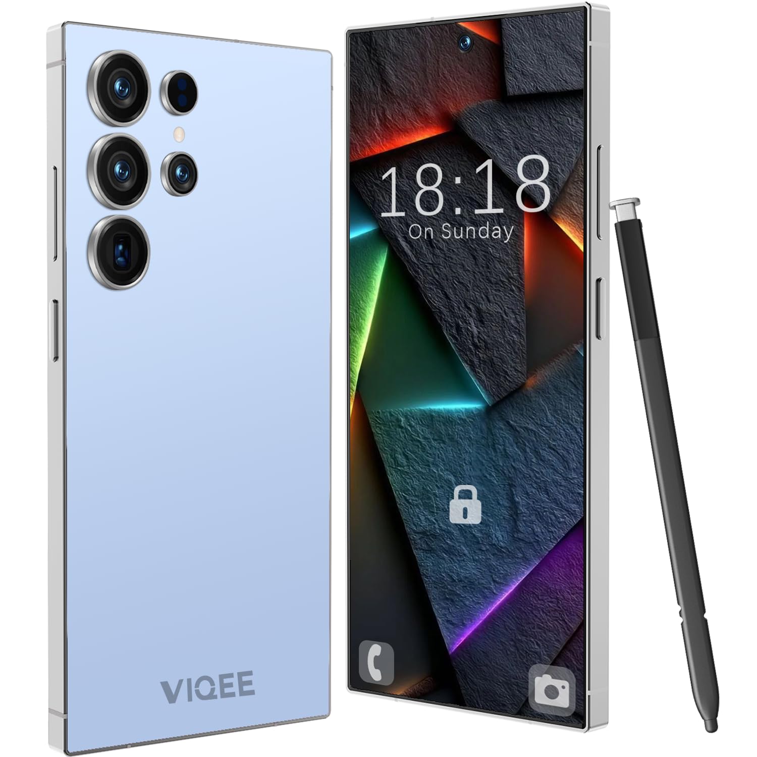 Android Smartphone Handy Ohne Vertrag Günstig, 8+256GB Dual SIM 6.8" HD-Bildschirm 4500mAh Akku 21+8MP Kamera, Simlockfreie Handys/OTG/Face ID,Blau