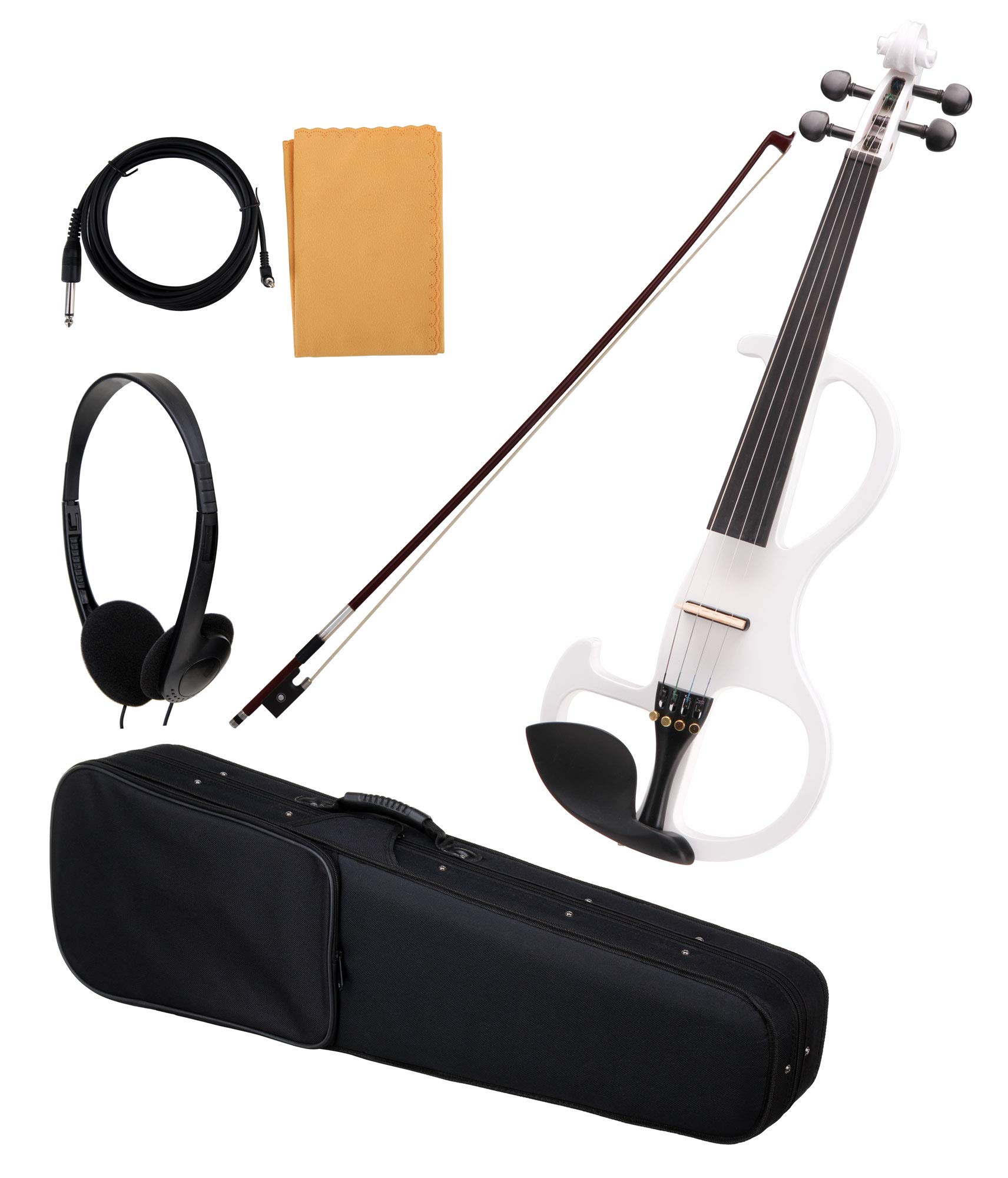 Classic Cantabile EV-90WH E-Violine (E-Geige mit Tonabnehmer, Fichte/Ahorn/Ebenholz) weiß