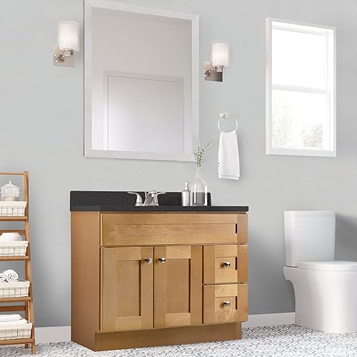 Miniatura 8 de Design House - Mueble de tocador de baño moderno sin ensamblar de 2 cajones, 36 x 21, abedul moderno, 587139