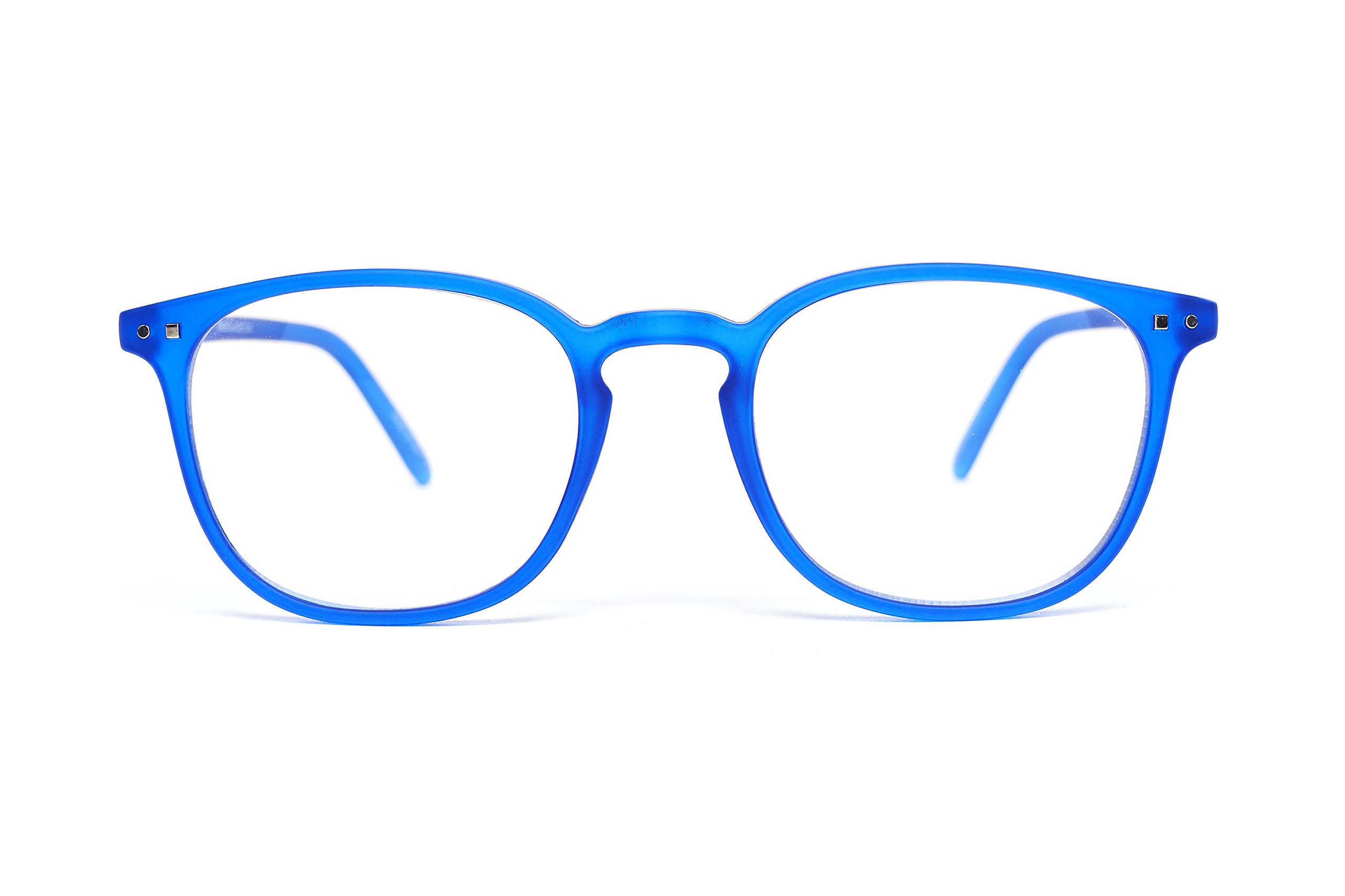 Gafas Neutras Protección Contra la LUZ AZUL y UV, Para Pantallas de Ordenadores, Tablets, Kindles, Televisiones y Videojuegos, Montura Cuadradas Color Azul Superligera y Relajante