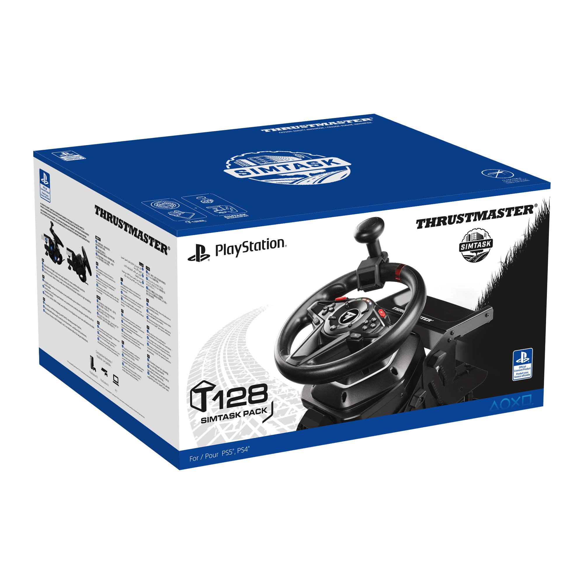 Thrustmaster T128 SimTask Pack - Zestaw Kierownicy Farm/Trucking - PS5 i PC | Kierownica Force Feedback, pedały T2PM, uchwyt Steering Kit w pełni metalowy, regulowana pozycja, obrót 900°