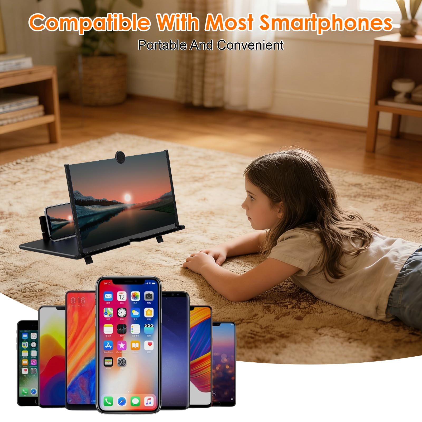 Lente Ingrandimento Smartphone 12 Pollici, Ingranditore Schermo Smartphone Ultra HD, Elettronica Regalo Uomo Originali e Utili, Supporto Pieghevole Portatile per Video e Giochi