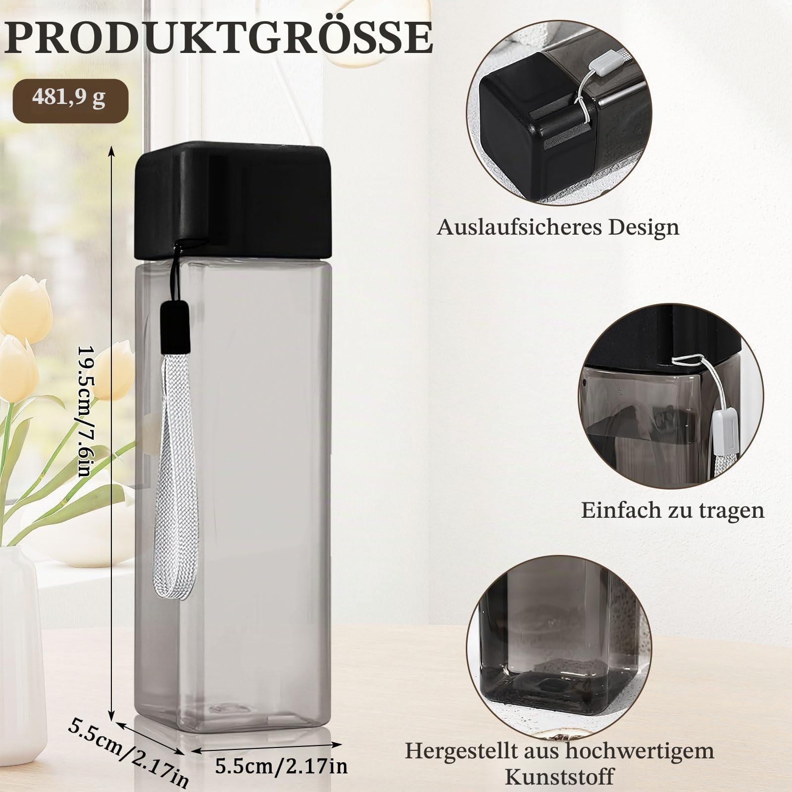 30 Stk Klare Wasserflaschen aus Kunststoff Großpack, 500 ml Wiederverwendbare Auslaufsichere Kunststoff Trinkflaschen mit Deckel, Sportflaschen für Kinder und Erwachsene, Reisen, Camping, Schule