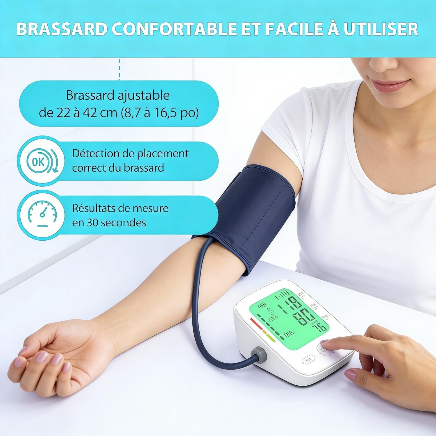 Tensiomètre V1 Pro pour une Surveillance Précisse – Double Puce de Haute Précision, Grand écran LCD, Mémoire 2x99 pour Deux Utilisateurs – Idéal pour le Suivi Quotidien à Domicile