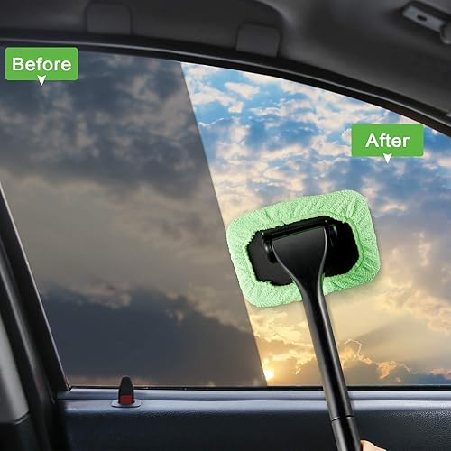 Miniatura 19 de Frienda Juego de 2 herramientas de limpieza de parabrisas para el interior del parabrisas del automóvil, limpiador de ventanas automático con mango