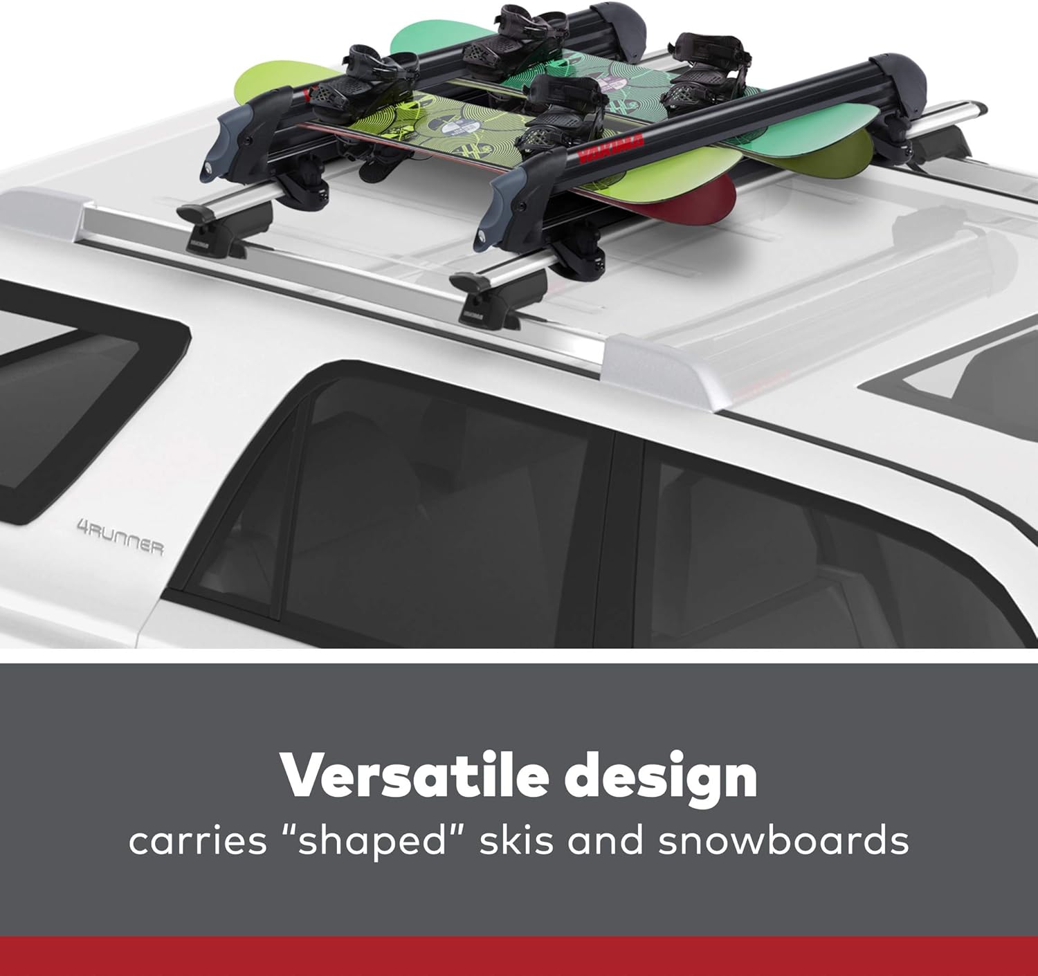 YAKIMA, PowderHound 6 Ski & Snowboard Mount, Fits Up to 6 Pairs of Skis or 4 Snowboards, Rides Quietly, Fits Most Roof Racks, Black : Sports & Outdoors