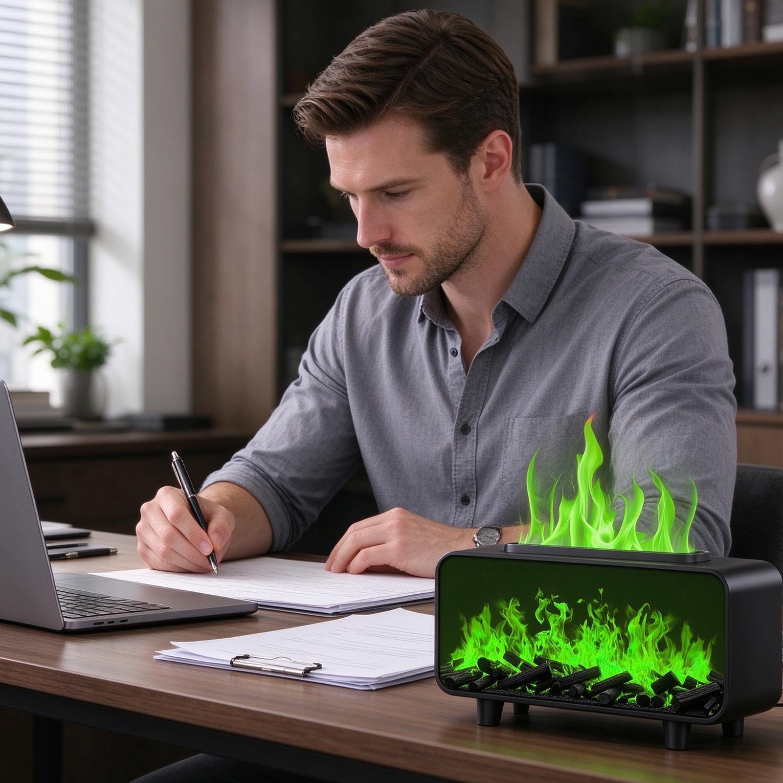 Diffuseur d'Huile Cheminée 7 Couleurs Aromathérapie Humidificateur pour