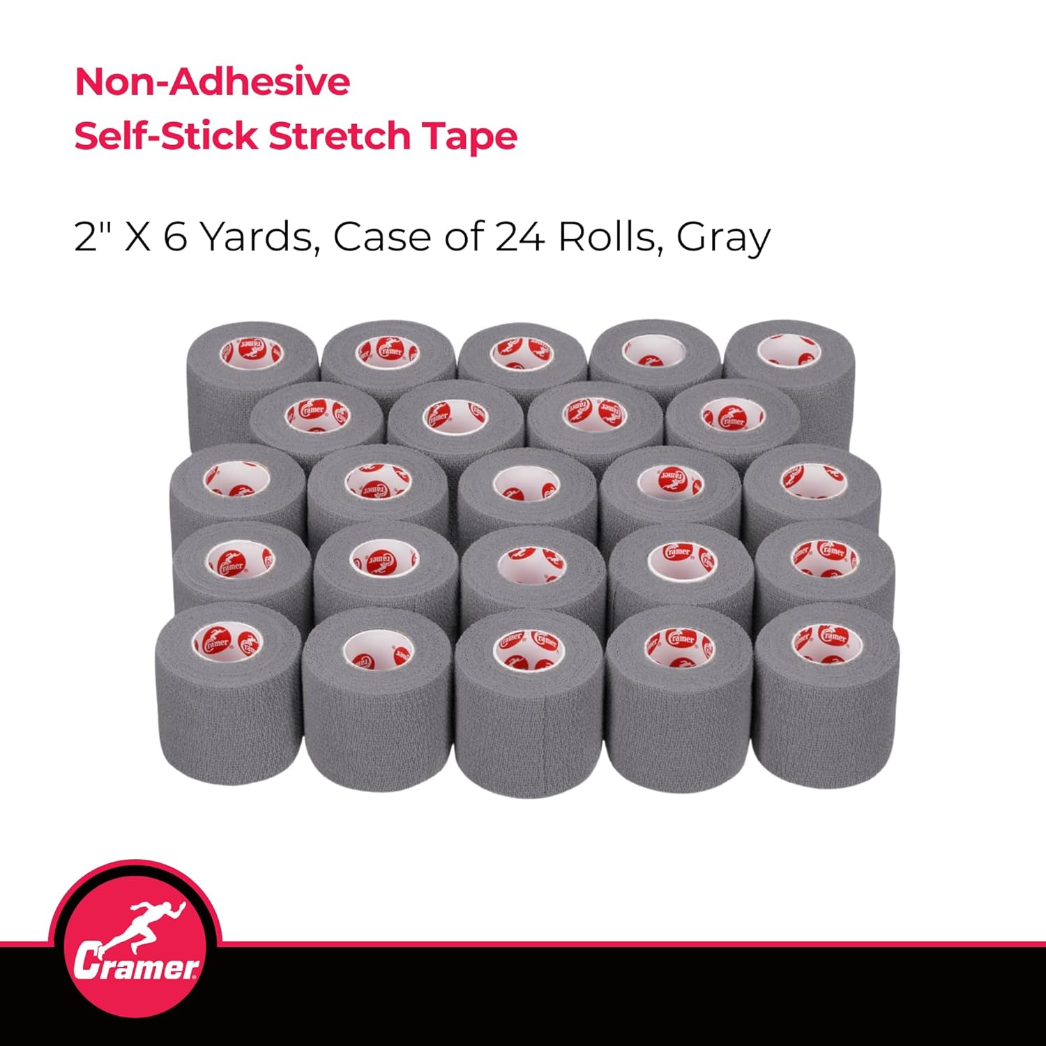 Cramer Eco-Flex Self-Stick Stretch Tape, Cohesive Tape, Flexible Elastic Sports Tape, Athletic Training Supplies, Easy Tear Self-Adherent Bandage Wrap, Bulk Cases, 6 Yard Rolls, Compression Tape