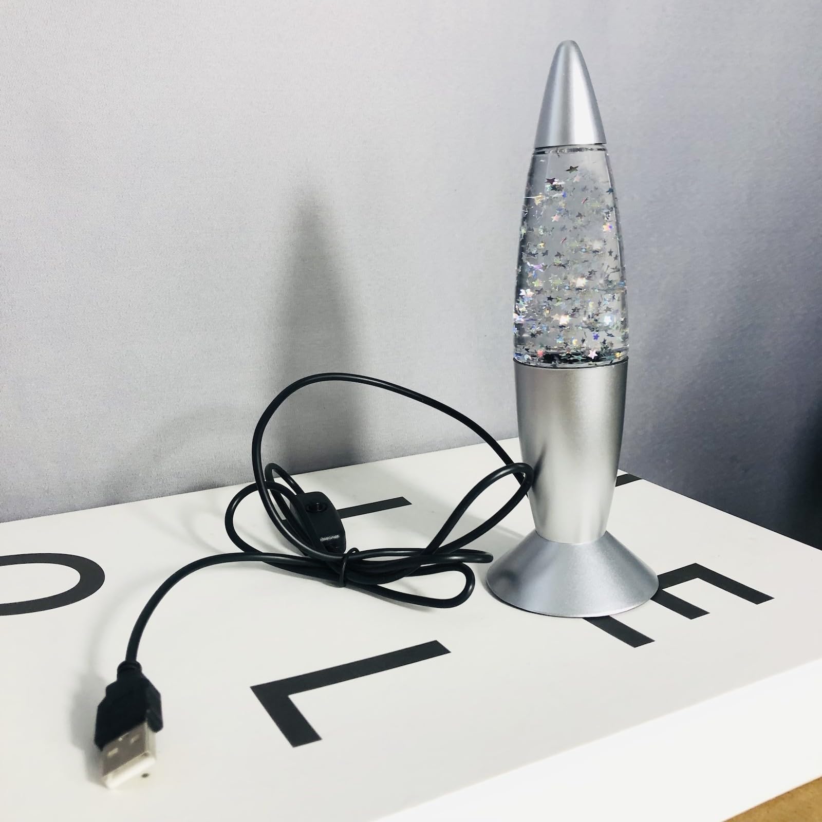 Mini lámpara de lava con purpurina con enchufe USB, luz LED blanca cálida, luz nocturna de cohete, estrellas con lentejuelas para regalo de niños, habitaciones de niños, dormitorios, decoración de 8
