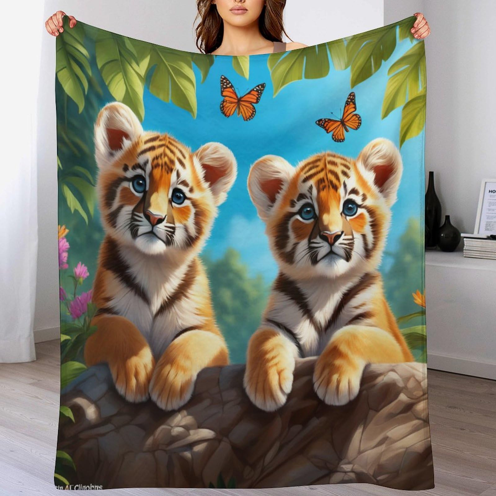 Couverture polaire tigre contre le froid plaid flannel moelleux lit et canapé