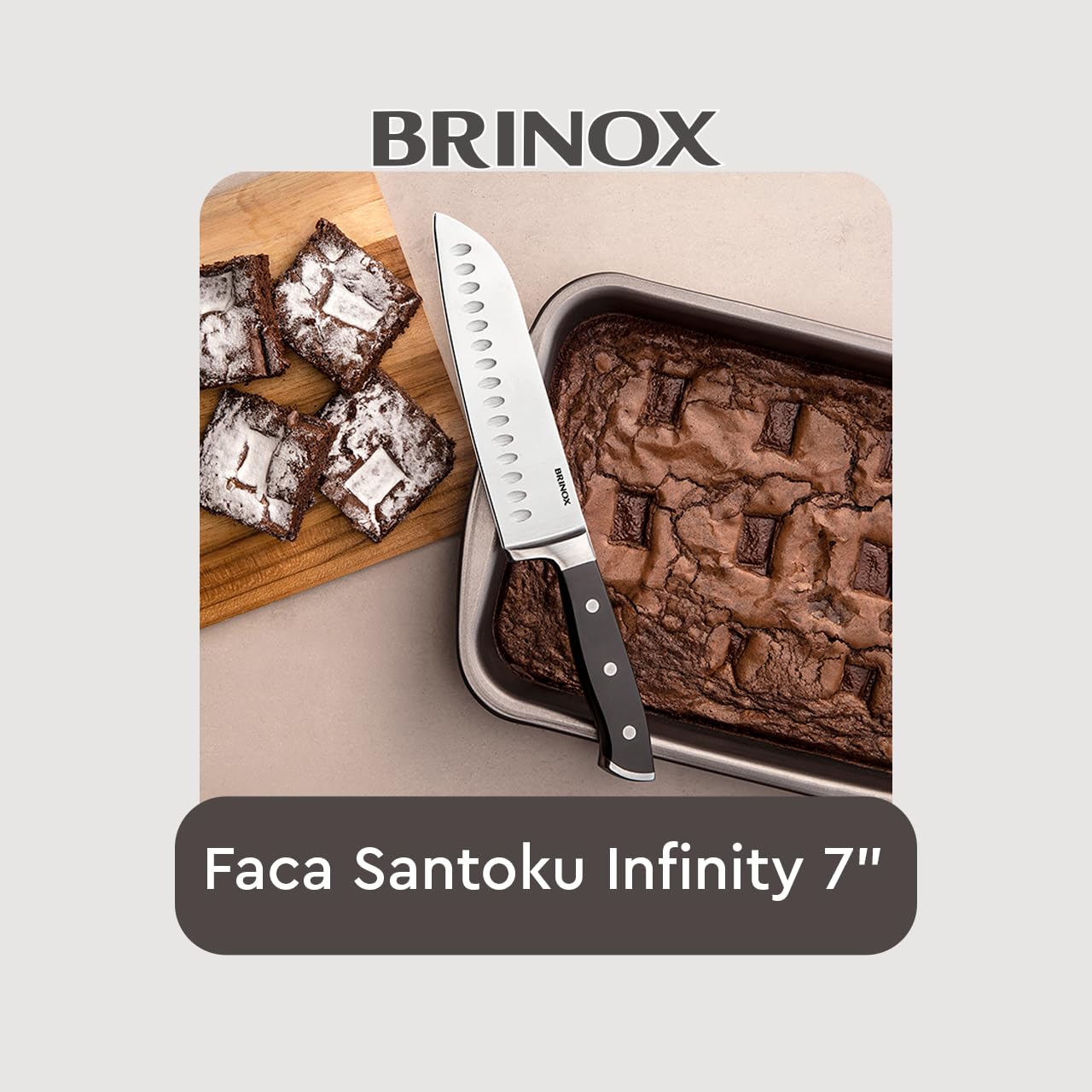 Faca de Cozinha Santoku 7” Brinox Infinity – Aço Inox