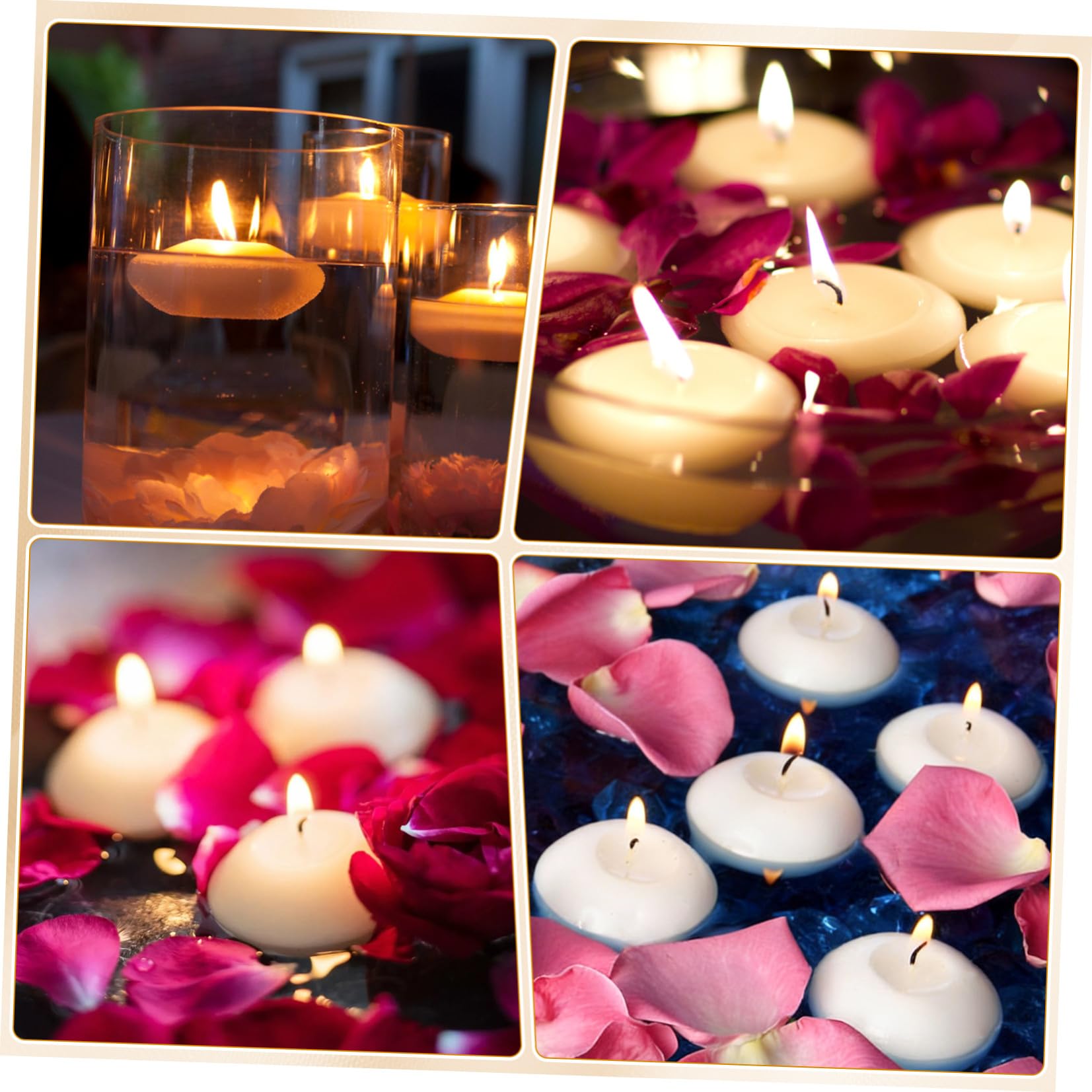 jojofuny 50 Piezas Velas Flotantes Decorativas para Boda Luz Cálida, Cera de Parafina, Diseño Redondo Elegante y Romántico para Eventos y Fiestas