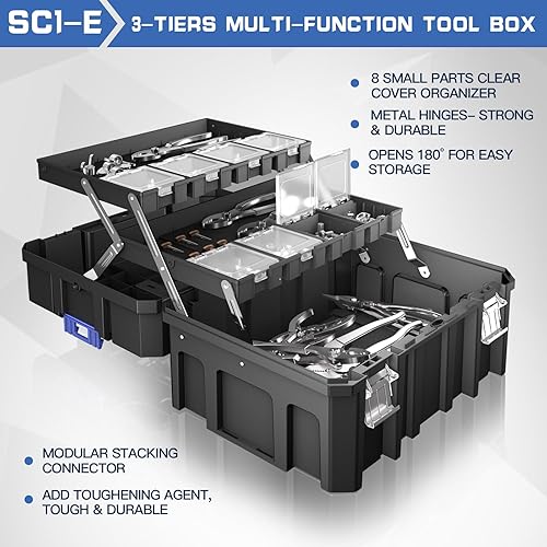 Miniatura 5 de Caja de herramientas apilable de 4 niveles con ruedas  Sistema de almacenamiento modular de caja organizadora de herramientas  Caja de herramientas