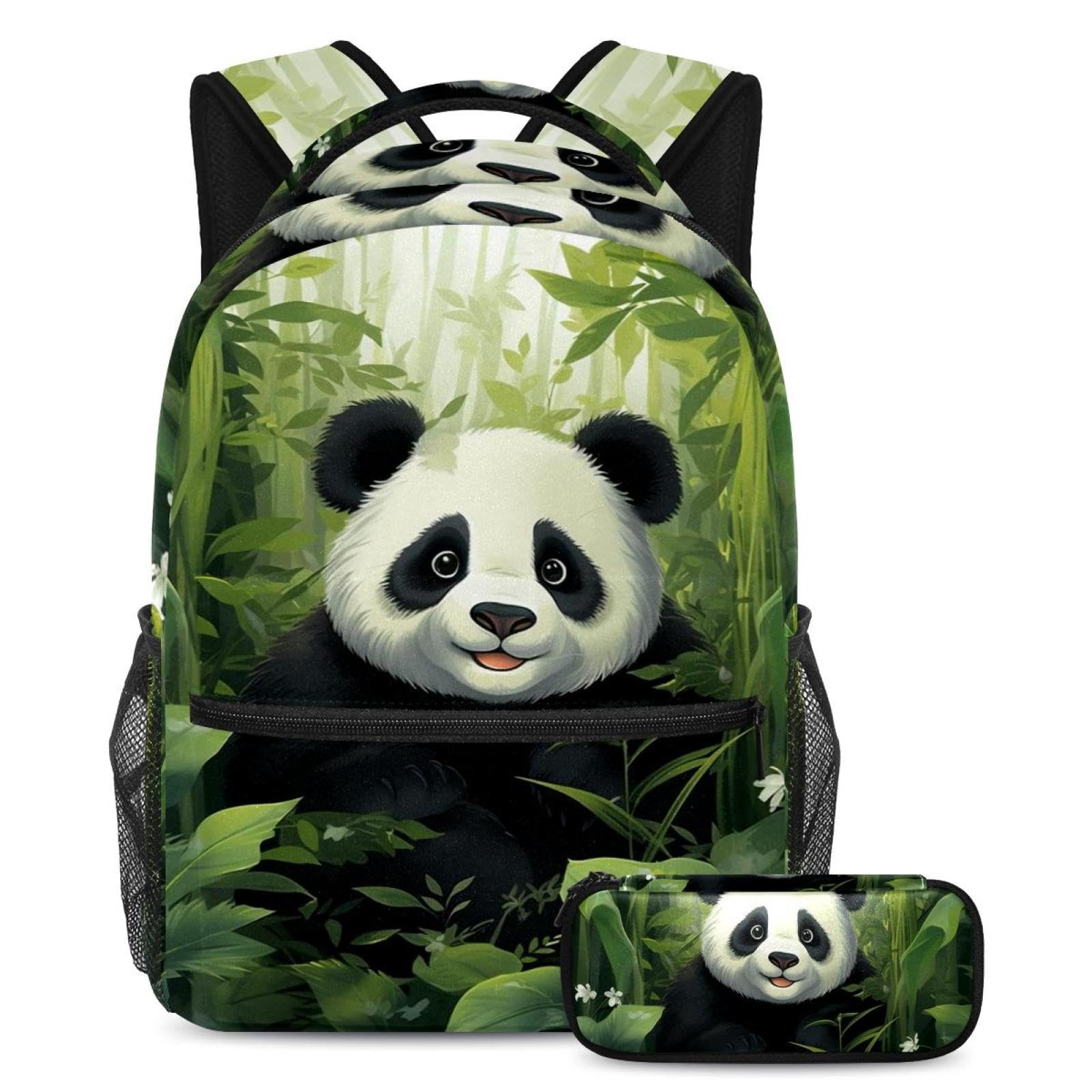 Sac à dos panda scolaire multicolore avec trousse pour fille et garçon - 7