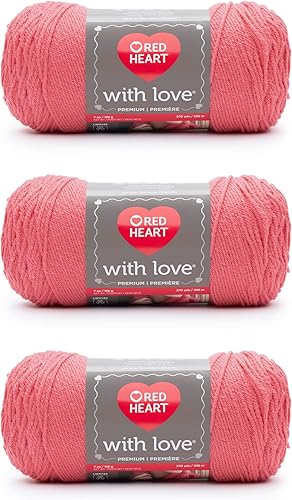 Miniatura 16 de Red Heart with Love - Hilo de seda de maíz, paquete de 3 unidades de 6.98 oz/7 onzas, acrílico, 4 medianos (peinado), 370 yardas, tejido/ganchillo