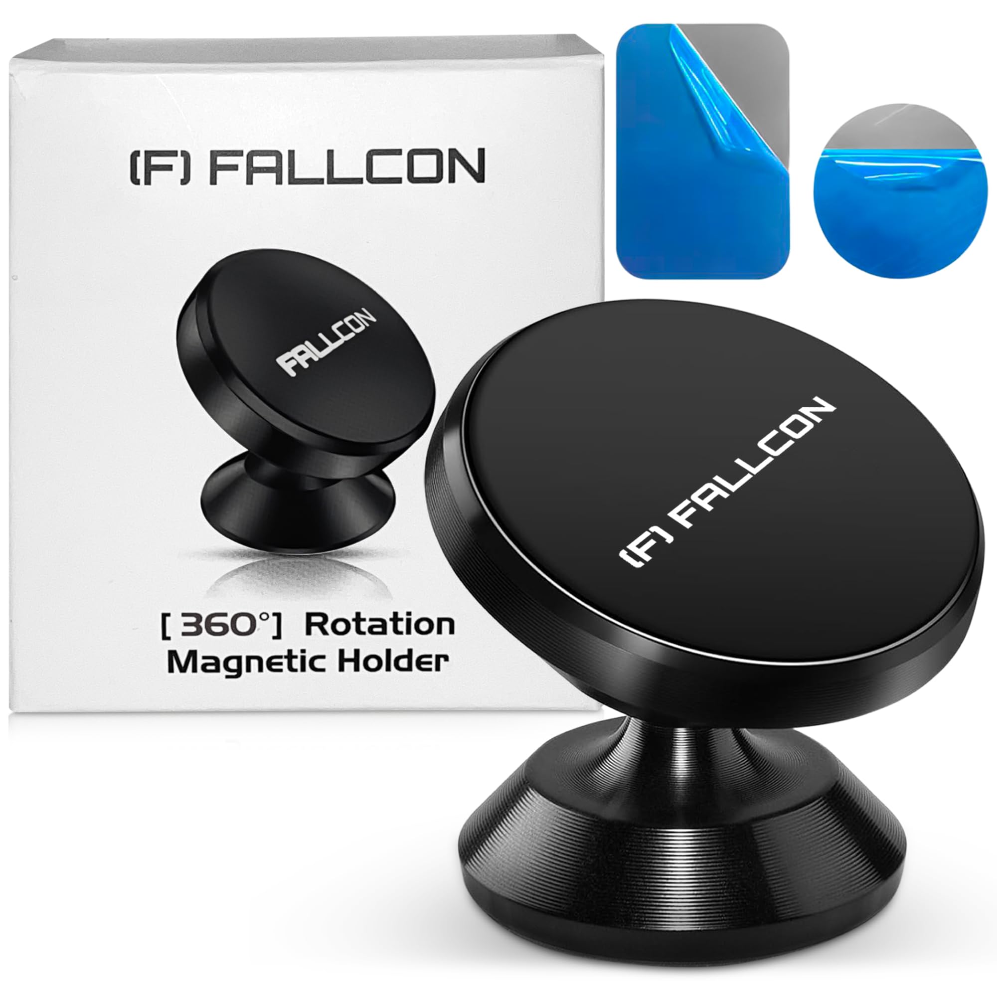 Fallcon Iman Coche Movil,Soporte Imán Magnetico para Salpicadero 360° Rotación Universal Soporte con Adhesivo 3M,Soporte Teléfono Magnético Sostenedor para iPhone Samsung Móviles Dispositivo GPS