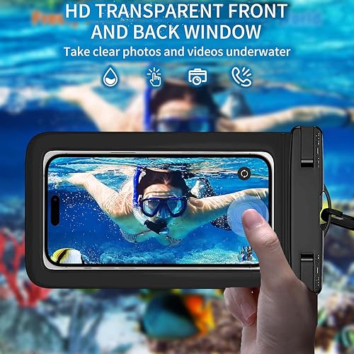 Miniatura 4 de Bolsa impermeable para teléfono celular paquete de 5 fundas universales a prueba de agua con cordón para el cuello, soporte transparente para