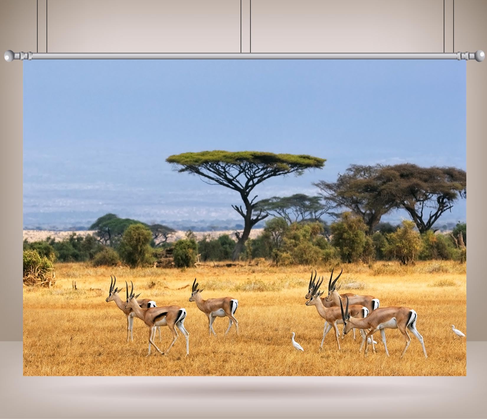 BELECO 12x10ft Fabric Safari Animals Backdrop Tropical African Forest Giraffe Elephant Wild Animals at Sunset Background African Safari Themed Party Decorations Banner Photoshoot Props