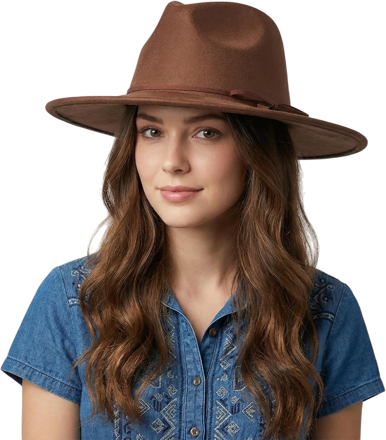 Fedora Hat for Women and Men, Classic Winter Wide Brim Felt Panama Hat Adjustable Suede Western Jazz Cap - Image 5
