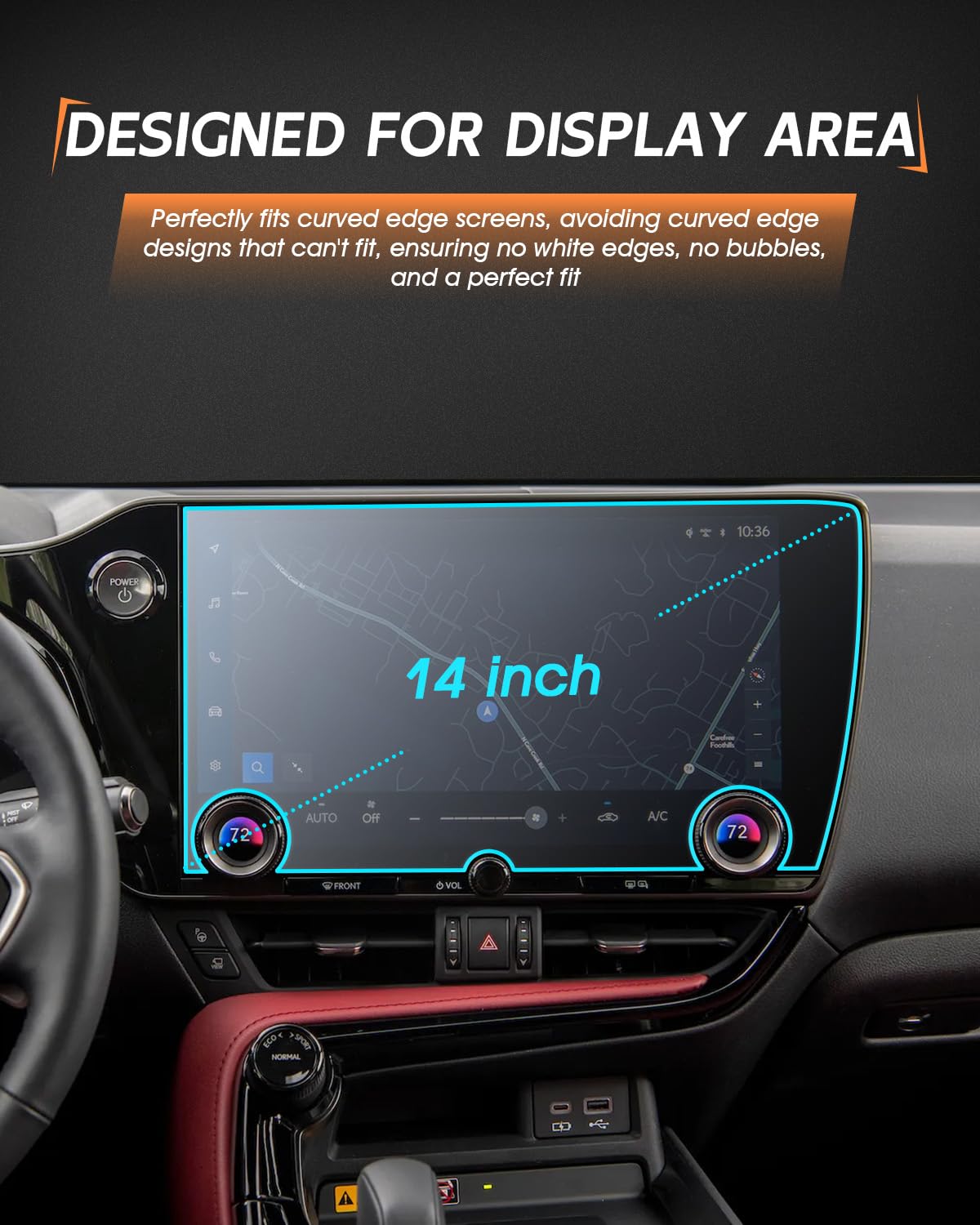 CDEFG Protection d'écran mate anti-reflet pour Lexus NX 2022-2025 2026 – Verre trempé mat de 14" – (NX 250/350/350h/450h+) Accessoires pour écran tactile 2023 2024 2025 2026