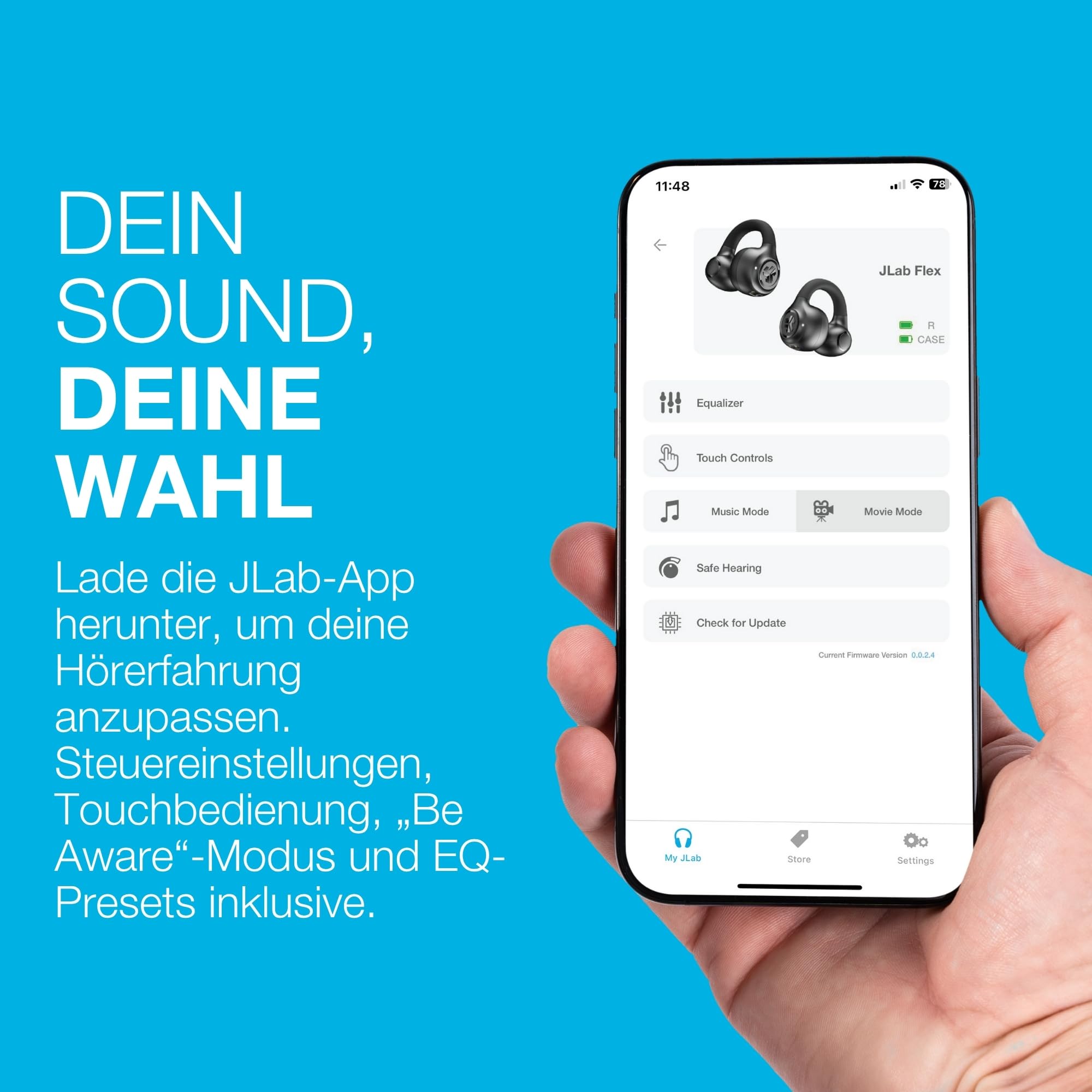 JLab Flex Open Ear Kopfhörer - Open Ear Earbuds, Manschetten-Design Clip-On-Kopfhörer, 21 Stunden Akkulaufzeit, Headphones Mit Bluetooth Multipoint, MEMS-Mikrofon, Mit App Anpassen - Weiß