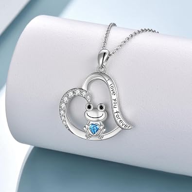 POPLYKE Heart Frog Necklaces for Women 925 Sterling Silver
