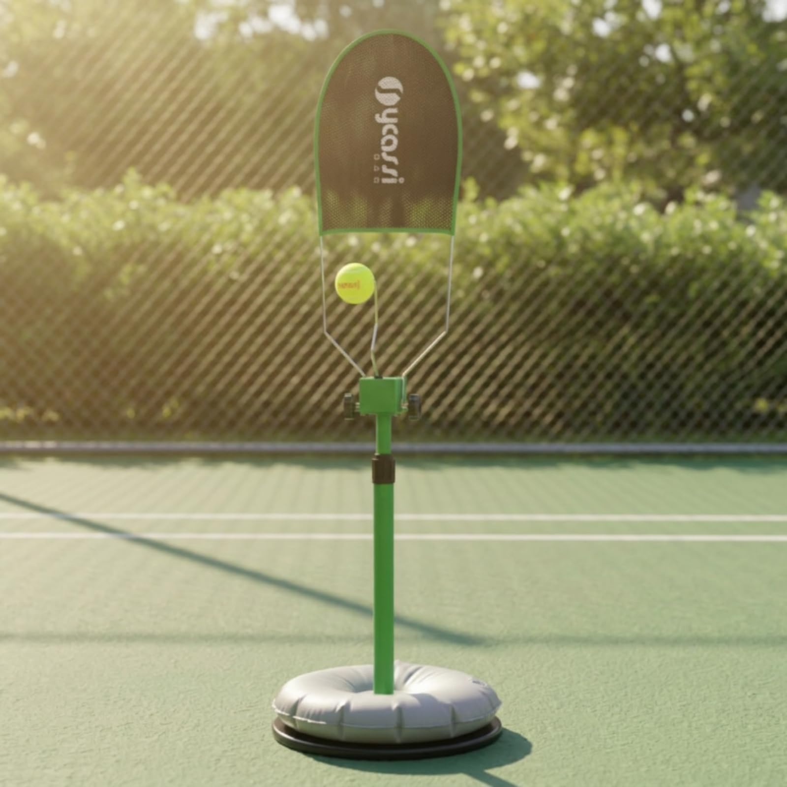 Qianly Allenatore di Tennis con Base Zavorrata Regolabile in Altezza Allenatore di Rimbalzatore da Tennis Indipendente Attrezzatura per Giardino