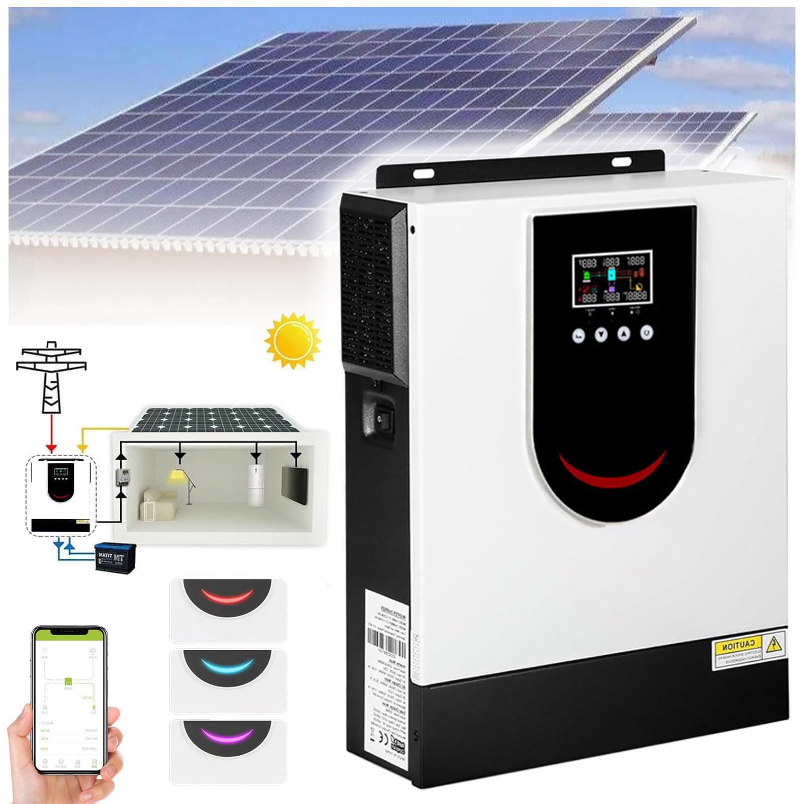【WiFiスマート監視】オフグリッド太陽光発電セット 24V 1000W Amazon.co.jp: 1.1Kw-10.2Kw ハイブリッドソーラーインバーター + WiFi