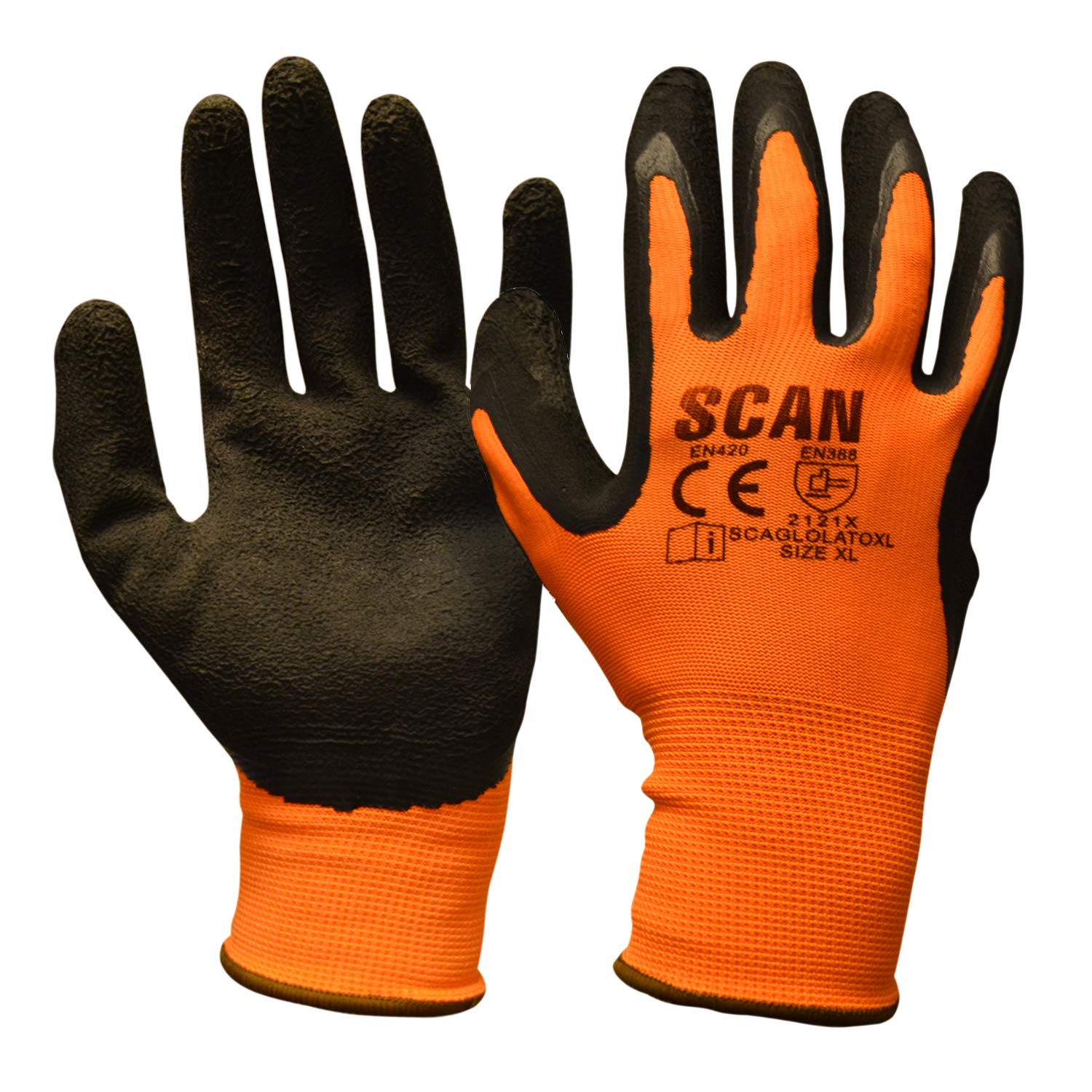 Scan Orange 2Ark46j-26 Hi-Vis Foam Latex Coated Gloves - Xl (Size 10)