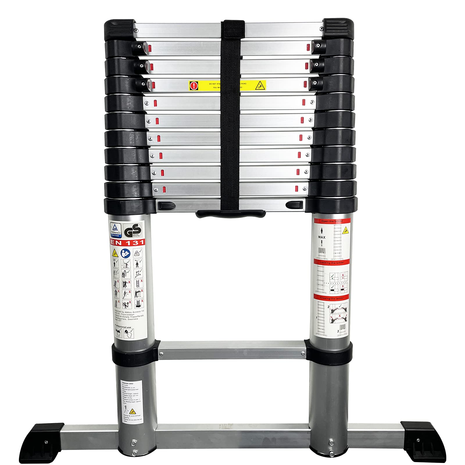 Abbey Access Silver Telescopic Extension Soft Close Extension Ladder 3.6M