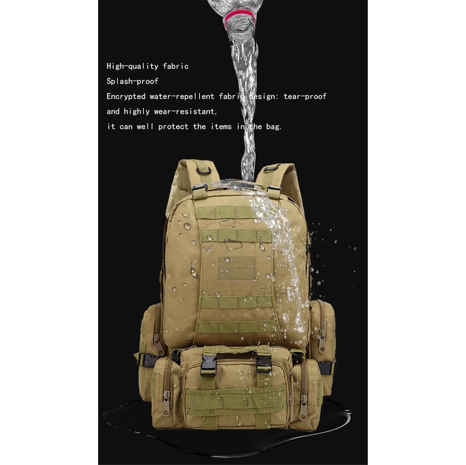 Wodoodporny Plecak Szturmowy, 55l Duży Wojskowy Wojskowy Taktyczny Plecak Turystyczny Sportowy, Wielofunkcyjny Kombinowany Survivalowy Na 3 Dni, Na Kemping, Polowanie(Light gray color)