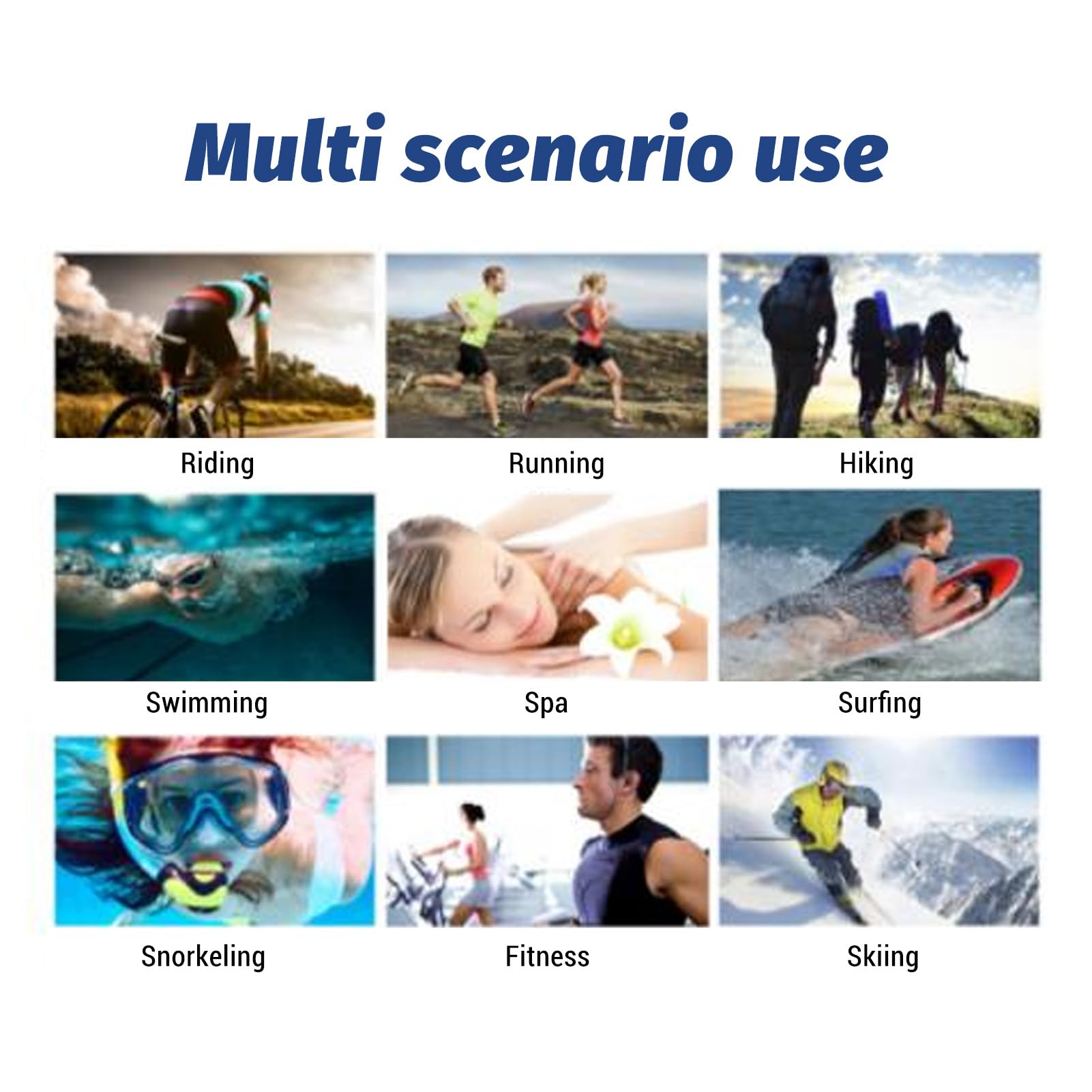 HEEPDD Memoria de 16 GB Flexible Ti Aloy Frame Wireless Conducción de óseo Auriculares IPX8 Modos de Reproducción Dual a Prueba de Agua para MP3 y Cómodo Correa para Todas Las (Blue)