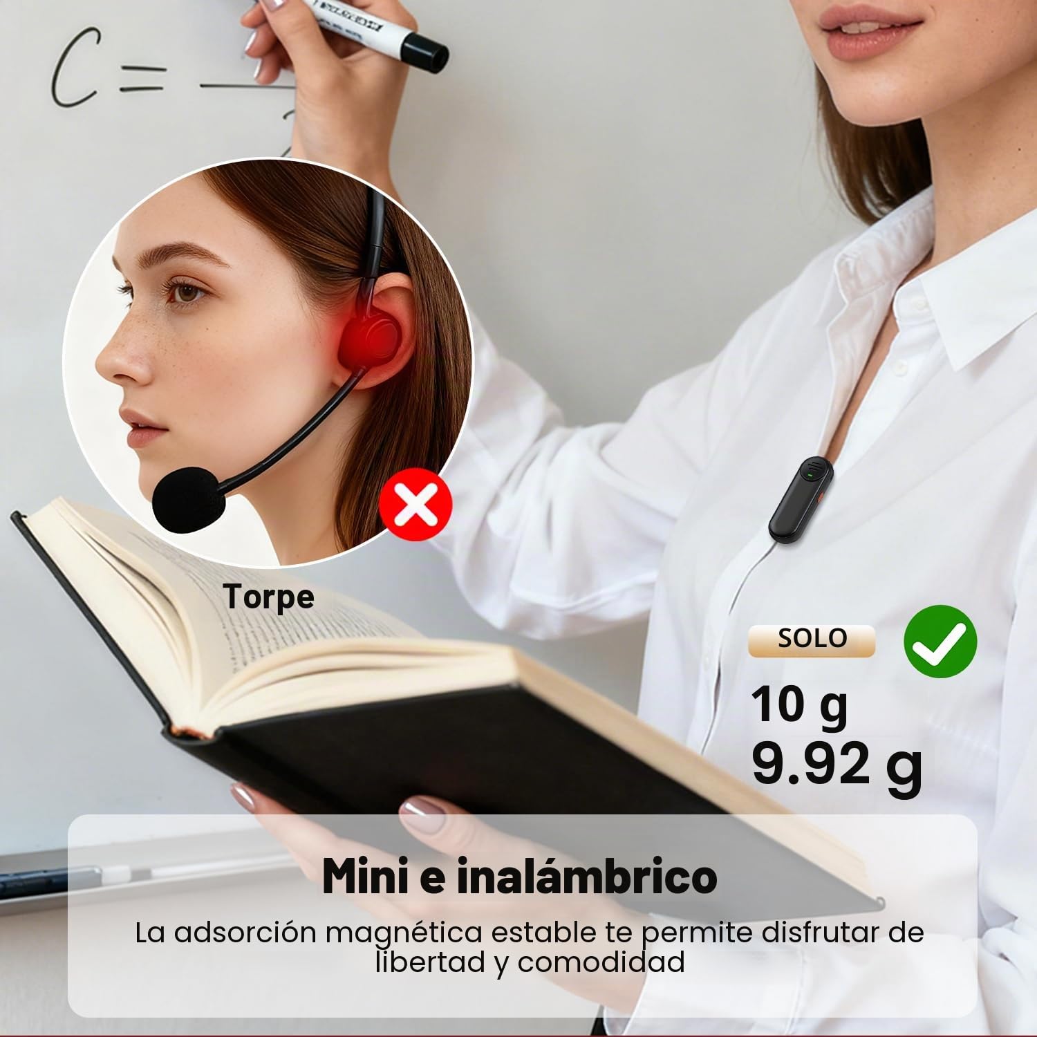 yAyusi Amplificador de Voz para Profesores con Micrófono Solapa Magnético, Mini Micrófono Portátil Manos Libres y Altavoz con Cordón, Micrófonos Recargables Profesores para Aulas/Reuniones/Discursos