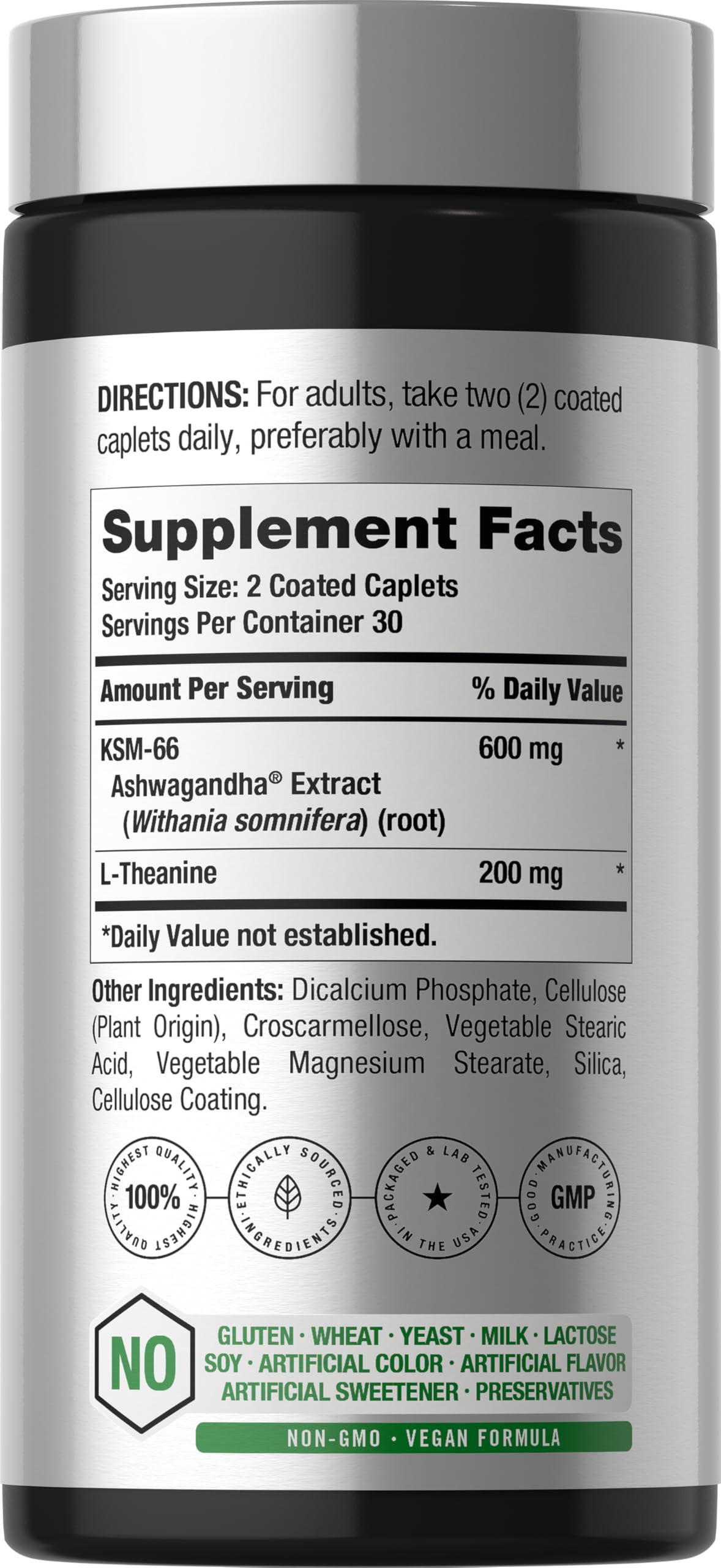 Horbäach KSM-66 Ashwagandha | with L-Theanine | 60 Coated Caplets — Amazon image 2