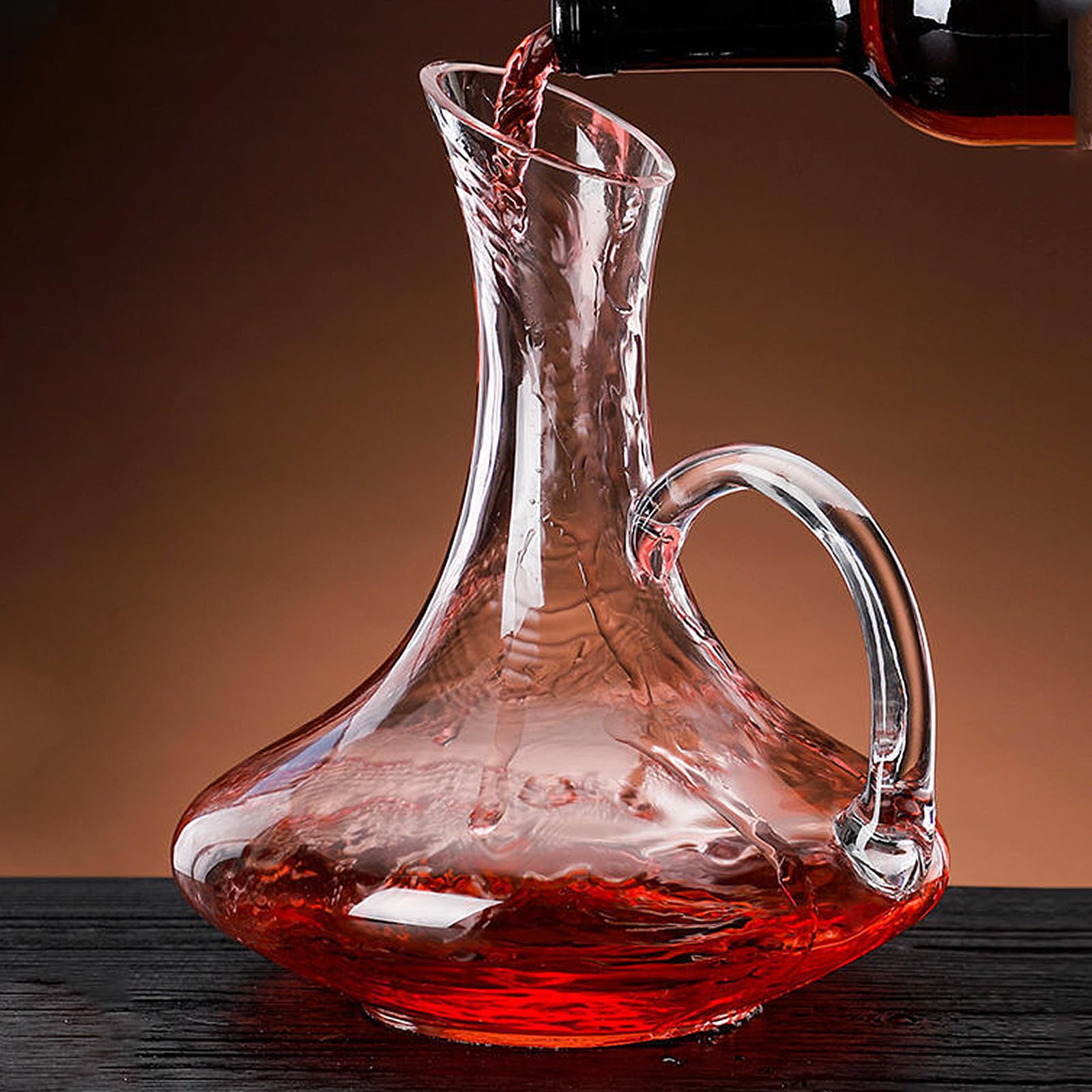 Decantador de vino tinto, aireador de jarra de vidrio, jarra de vino de cristal 100% sin plomo, regalo único y accesorio para los amantes del vino (1.5L-3)