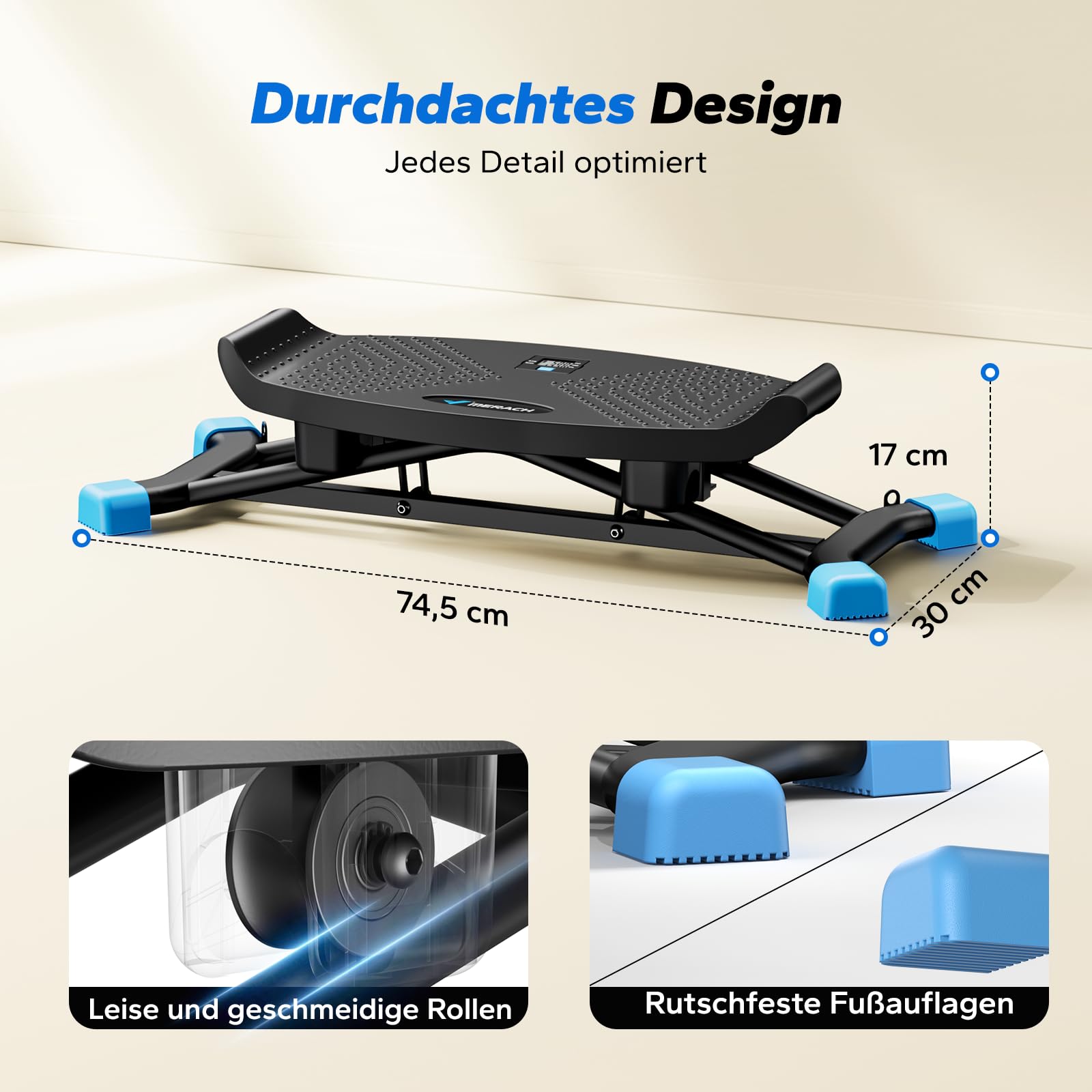 MERACH Twist Board mit Display, Seitlich Balance Board mit 2 Widerstandsbändern, bis 136KG, für seitliche Bewegung, Rehabilitation & Koordination, Home Gym, Anfänger