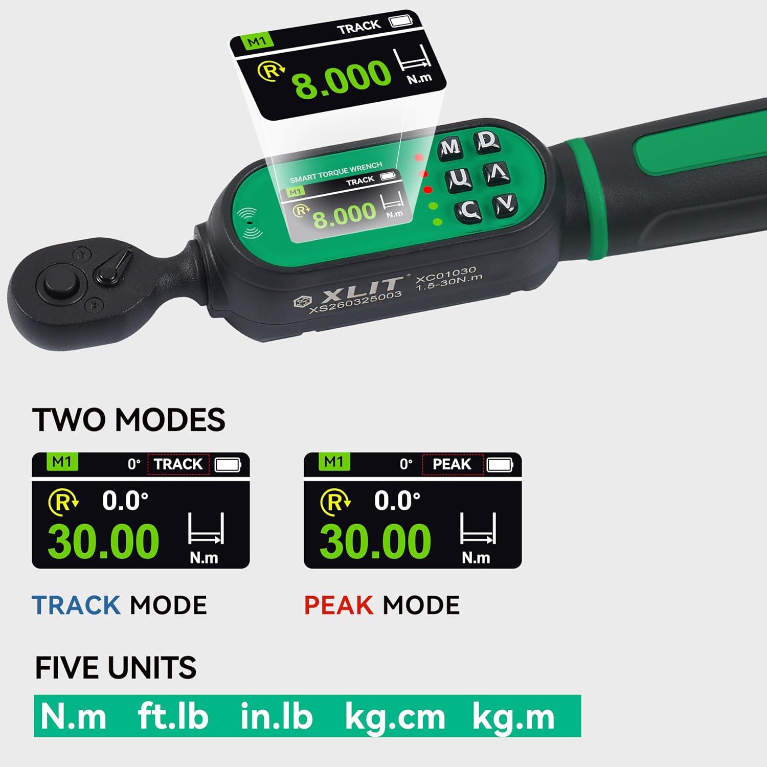 1/4" Digital Torque Wrench Set with Angle Measurement & Live Graph | 13-265 in-lb/ 1.5-30 Nm, 45-Piece Electronic Bike Torque Wrench with 4-Inch Hex Bits, Sockets & Adapters, Buzzer/LED