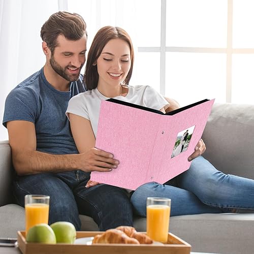 Miniatura 5 de Artmag - Álbum de fotos de tela, 4 x 6, gran capacidad para bodas, aniversario y familia, álbum de lino con capacidad para 300 fotos horizontales
